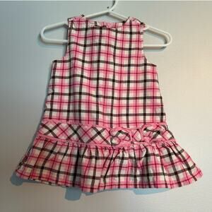 Gymboree Pink, Brown & White Plaid Drop Waist Dress – Baby Girl 3-6 Months